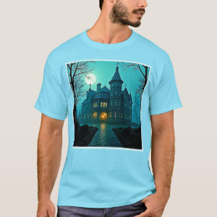 Eerie Viktorianisch Mansion Moonlight T-Shirt