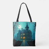 Eerie Viktorianisch Mansion Moonlight Tasche (Rückseite)