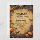 Eerie Vintager Jack-O-Lantern Fledermauskostüm Einladung (Vorderseite)