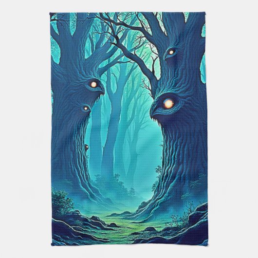 Eerie Woodland Eyes Geschirrtuch (Vertikal)