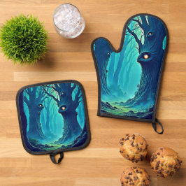 Eerie Woodland Eyes Ofenhandschuh & Topflappen-Set