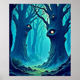 Eerie Woodland Eyes Poster