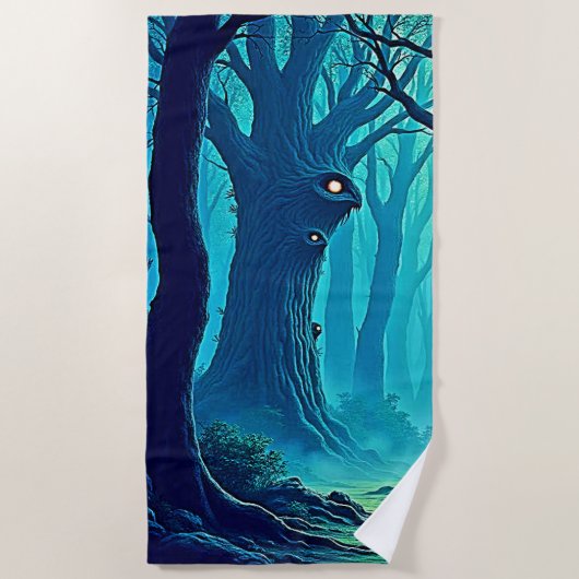Eerie Woodland Eyes Strandtuch (Vorderseite)