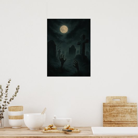 Eerie Zombie Graveyard Poster (Küche)