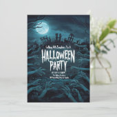 Eerie Zombie Halloween-Party Einladung (Stehend Vorderseite)