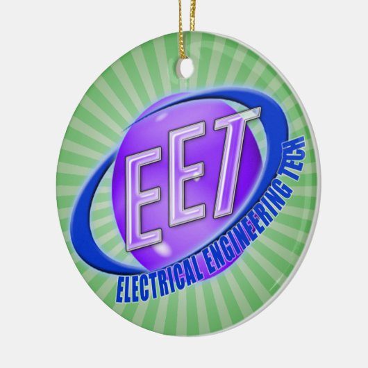 EET KUGELswoosh-LOGO-ELEKTROTECHNIK-TECHNOLOGIE Keramik Ornament (Links)