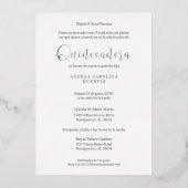 Efecto Metálico Plateado Real Foto Quinceañera Folieneinladung (Rückseite)