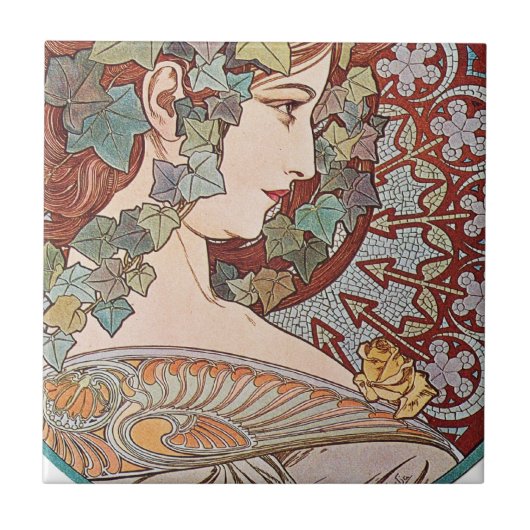 Efeu Art Nouveau Fliese (Vorderseite)