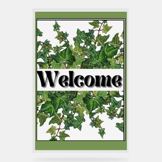 Efeu auf dem Hochzeitszeichen Acrylschild (Vorderseite)