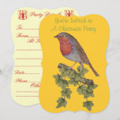 Efeu-Blätter mit Weihnachtsrobin Einladung (Vorne/Hinten)