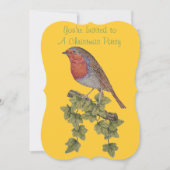 Efeu-Blätter mit Weihnachtsrobin Einladung (Vorderseite)