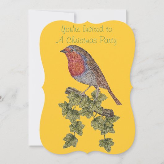 Efeu-Blätter mit Weihnachtsrobin Einladung (Vorderseite)