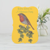 Efeu-Blätter mit Weihnachtsrobin Einladung (Stehend Vorderseite)