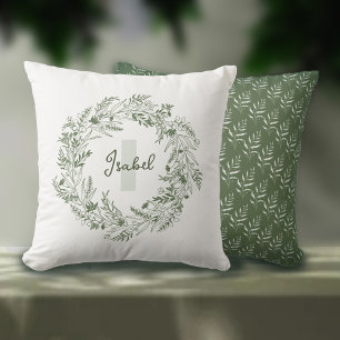 Efeu-Botanik-Monogramm I Design Kissen