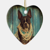 Efeu das Boston Terrier Keramik Ornament (Rechts)