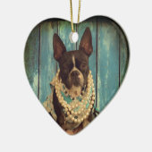 Efeu das Boston Terrier Keramik Ornament (Links)