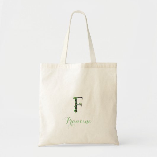 Efeu-Design auf Monogramm F-Tasche Tragetasche (Vorne)