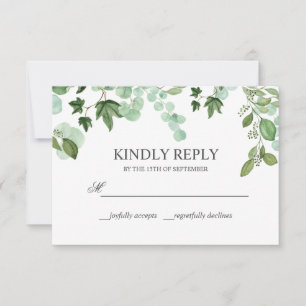 Efeu   Efeublätter Sage HOCHZEIT Bitte antworten RSVP Karte