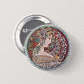 Efeu-Kunst Nouveau Alphonse Mucha rundes Button (Vorne & Hinten)