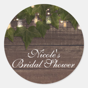 Efeu & Lichterkette Mason Glas Rustikale Partygesc Runder Aufkleber