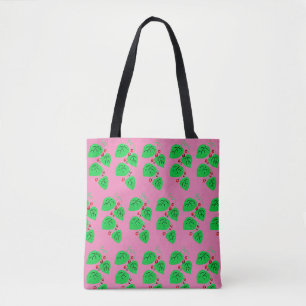 Efeu mit roten Beeren Muster auf Rosa Tasche