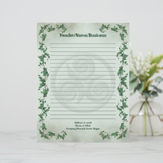 Efeu Triskel gezeichnet Briefbogen (Stehend Vorderseite)