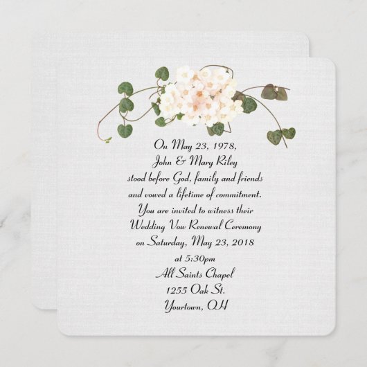 Efeu und Blume auf Texturwäsche Einladung (Vorne/Hinten)