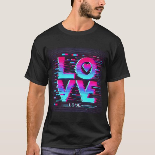 Effekt der digitalen Glitch-Liebe T-Shirt (Vorderseite)