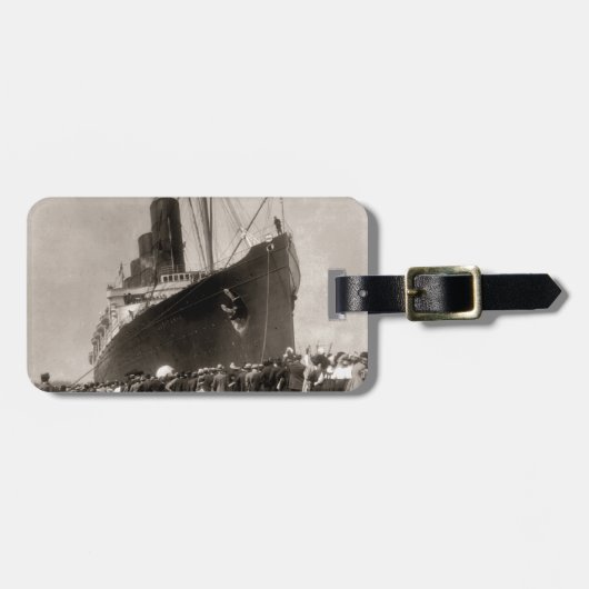 EffektivwertLusitania kommt New York City 1907 an Gepäckanhänger (Vorderseite horizontal)