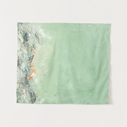 Effervesce - grüne minimalistische abstrakte Kunst Wandteppich (Vorderseite (Horizontal))