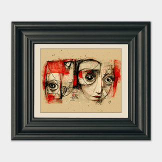Effigy of Twin - Faces & Eyes Abstrakt Art Poster