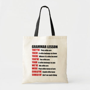 Effin Grammar Lektion Spaß Sie sind ihre dort Tragetasche