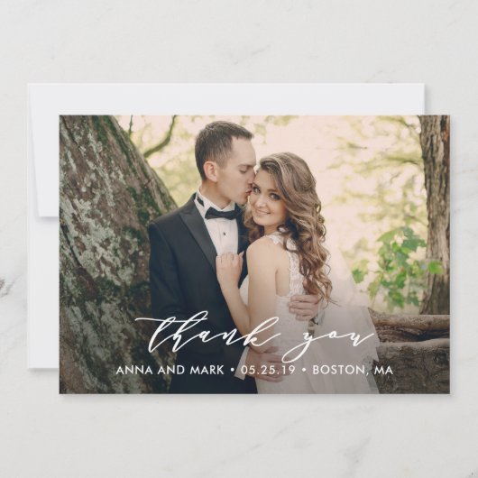 Efforless Script Wedding Vielen Dank Foto Card Dankeskarte (Vorderseite)