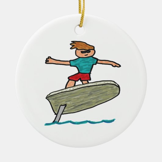 eFoil Surfing Keramik Ornament (Vorne)