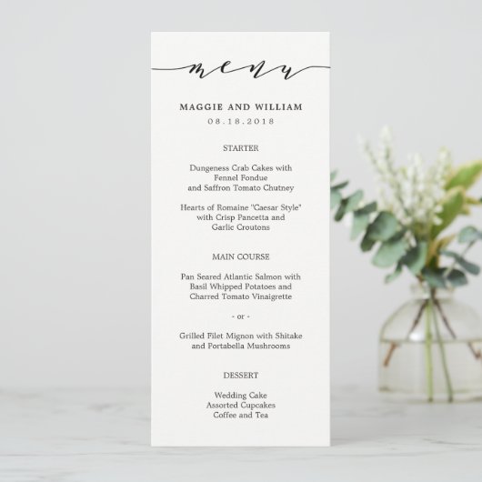 Eforless Script Menu Card Menükarte (Stehend Vorderseite)