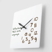 Egal, er ist auf jeden Fall zu spät Quadratische Wanduhr (Winkel)