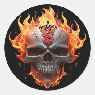 Egal Flaming Skull Metal Rocker Gitarrenkoffer Runder Aufkleber
