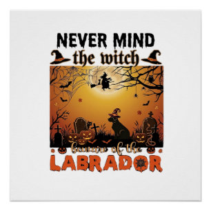Egal Hexe Vorsicht Labrador Halloween Hund Kürbis Poster