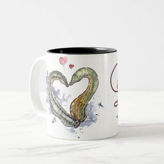 Egelliebe die Tasse! Zweifarbige Tasse (Vorderseite Links)