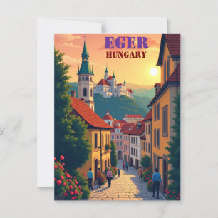Eger, Ungarn Postcard - Historisches Schloss & Bar Postkarte