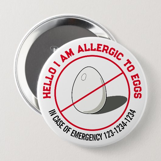 Egg Allergisches Abzeichen Button (Vorne & Hinten)