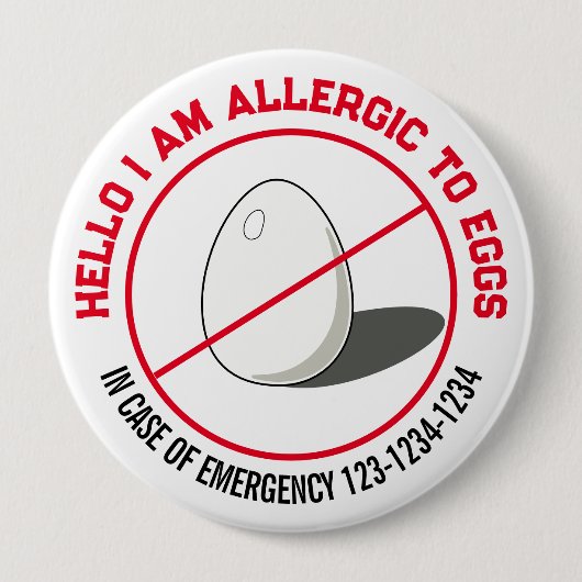 Egg Allergisches Abzeichen Button (Vorderseite)