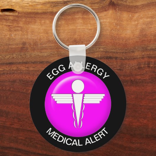 Egg Allergy Medical Alert Pink Schlüsselanhänger (Vorderseite)