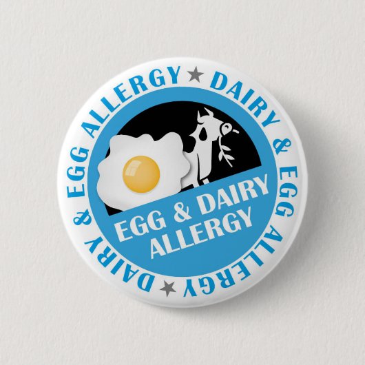 Egg and Dairy Allergy Badge Button (Vorderseite)