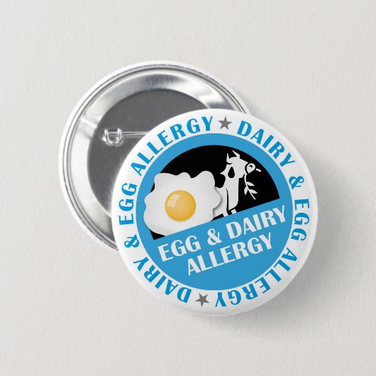 Egg and Dairy Allergy Badge Button (Vorne & Hinten)