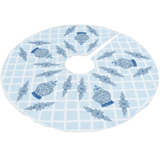 Egg Blue Chinoiserie Ginger Jar Jars Polyester Weihnachtsbaumdecke (Schrägansicht)