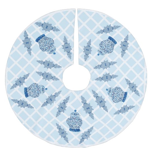 Egg Blue Chinoiserie Ginger Jar Jars Polyester Weihnachtsbaumdecke (Vorderseite)