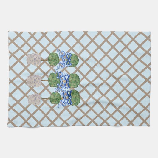 Egg Blue Chinoiserie Ginger Jar Jars Topiary Geschirrtuch (Horizontal)