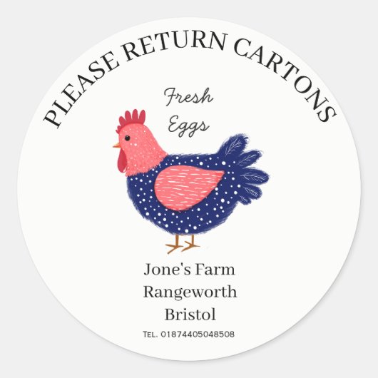 Egg Carton Label customize egg box free range Runder Aufkleber (Vorderseite)
