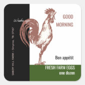 Egg Carton Rooster Guten Morgen Terrakotta Weckte Quadratischer Aufkleber (Vorderseite)